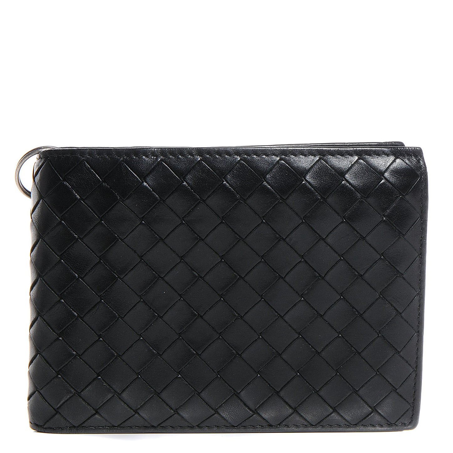 Nappa Intrecciato Chain Bi-Fold Wallet Nero Black