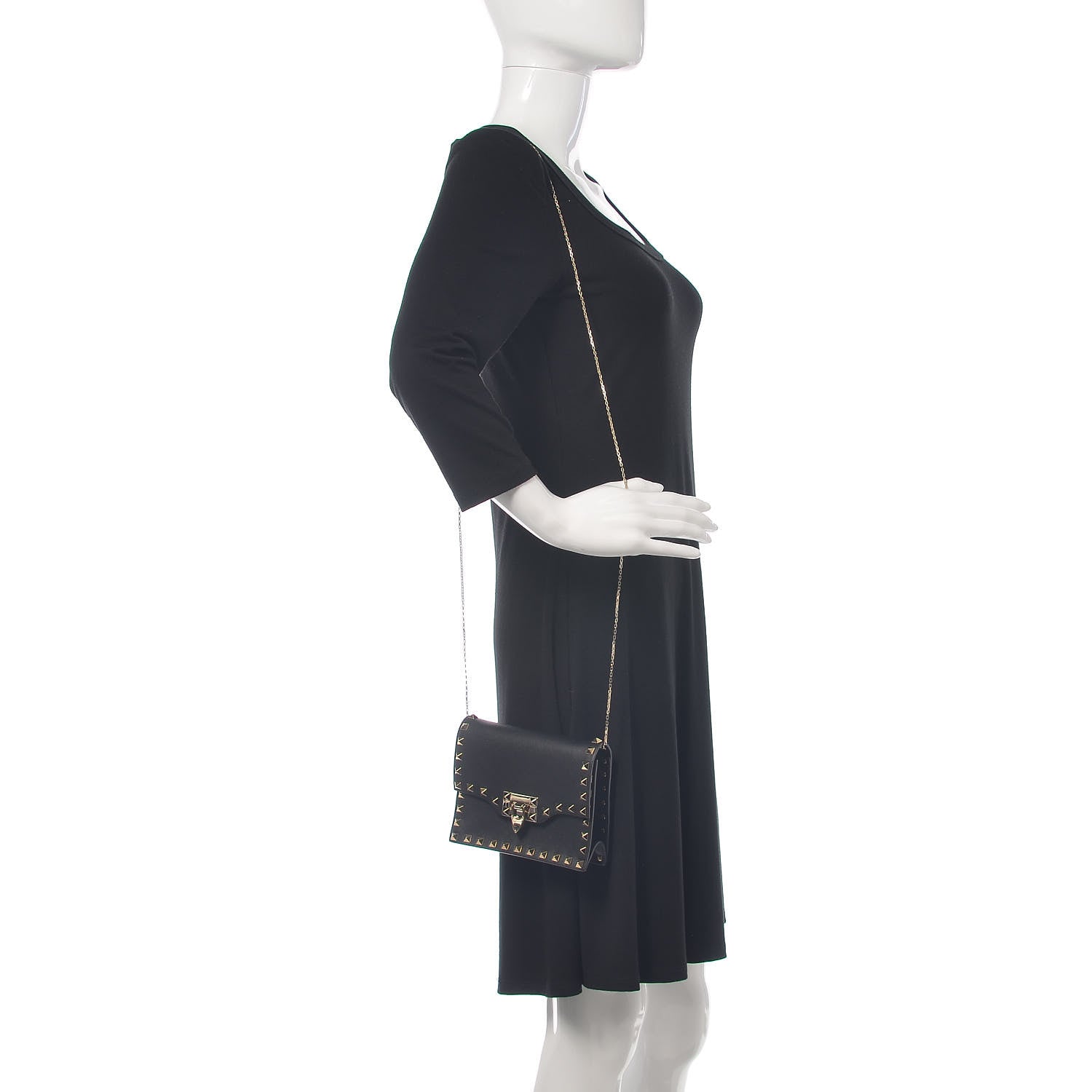 Valentino Garavani Vitello Rockstud Flip Lock Chain Crossbody Bag Black 2 of 11