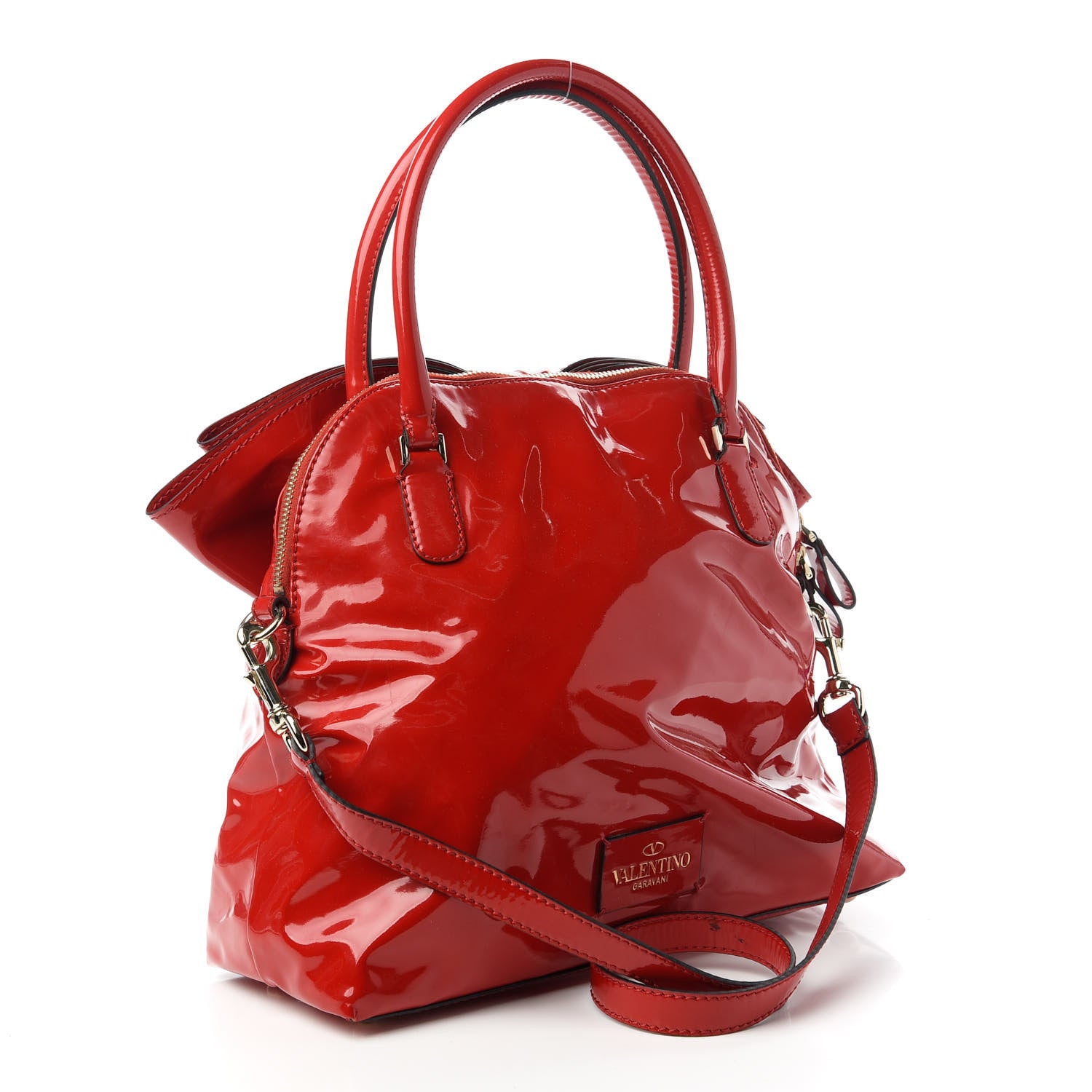 Valentino Garavani Patent Lacca Bow Dome Tote Red 3 of 12