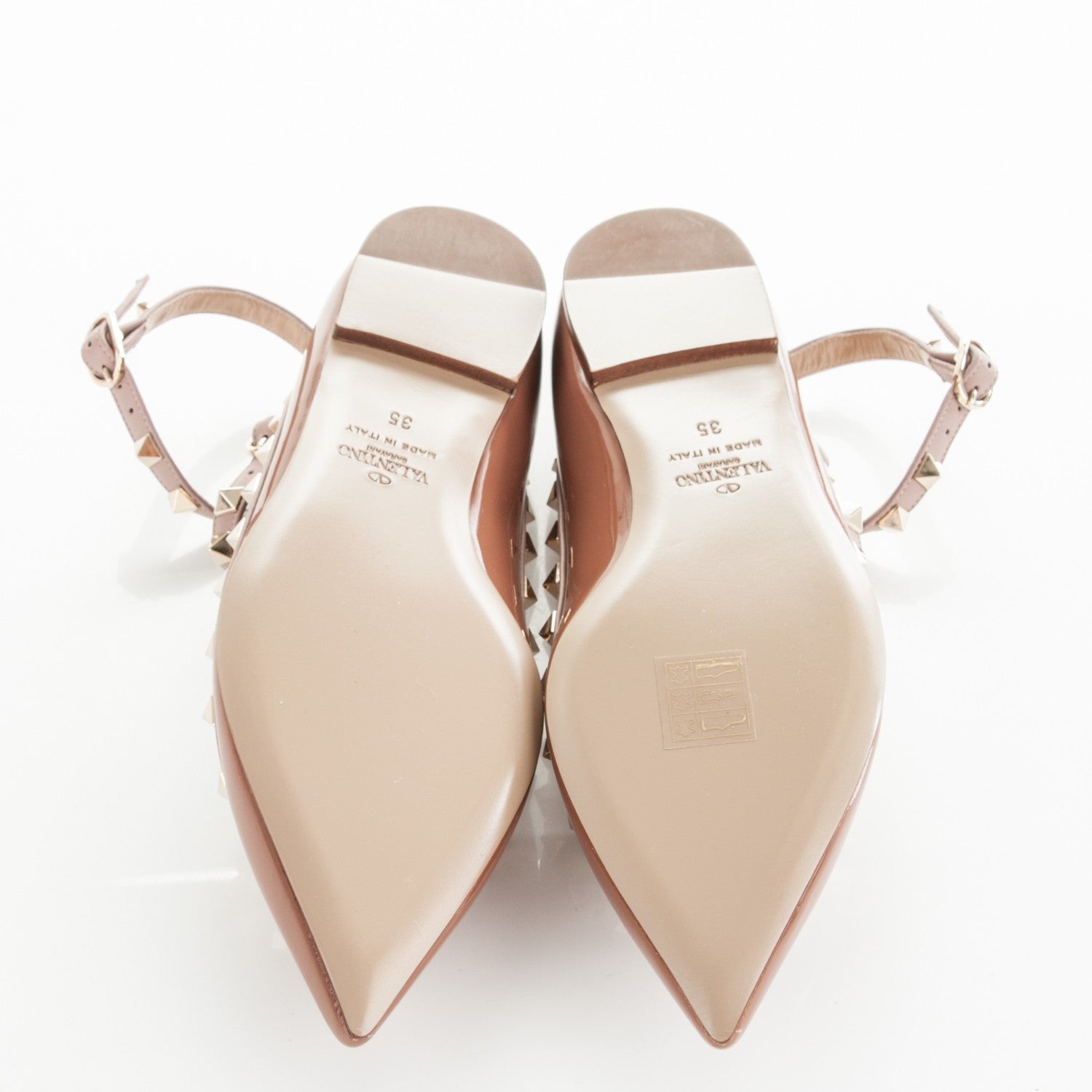 Valentino Garavani Patent Rockstud Cage Ballerina Flats 35 Brownish Poudre 5 of 8