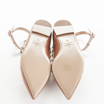 Valentino Garavani Patent Rockstud Cage Ballerina Flats 35 Brownish Poudre 5 of 8