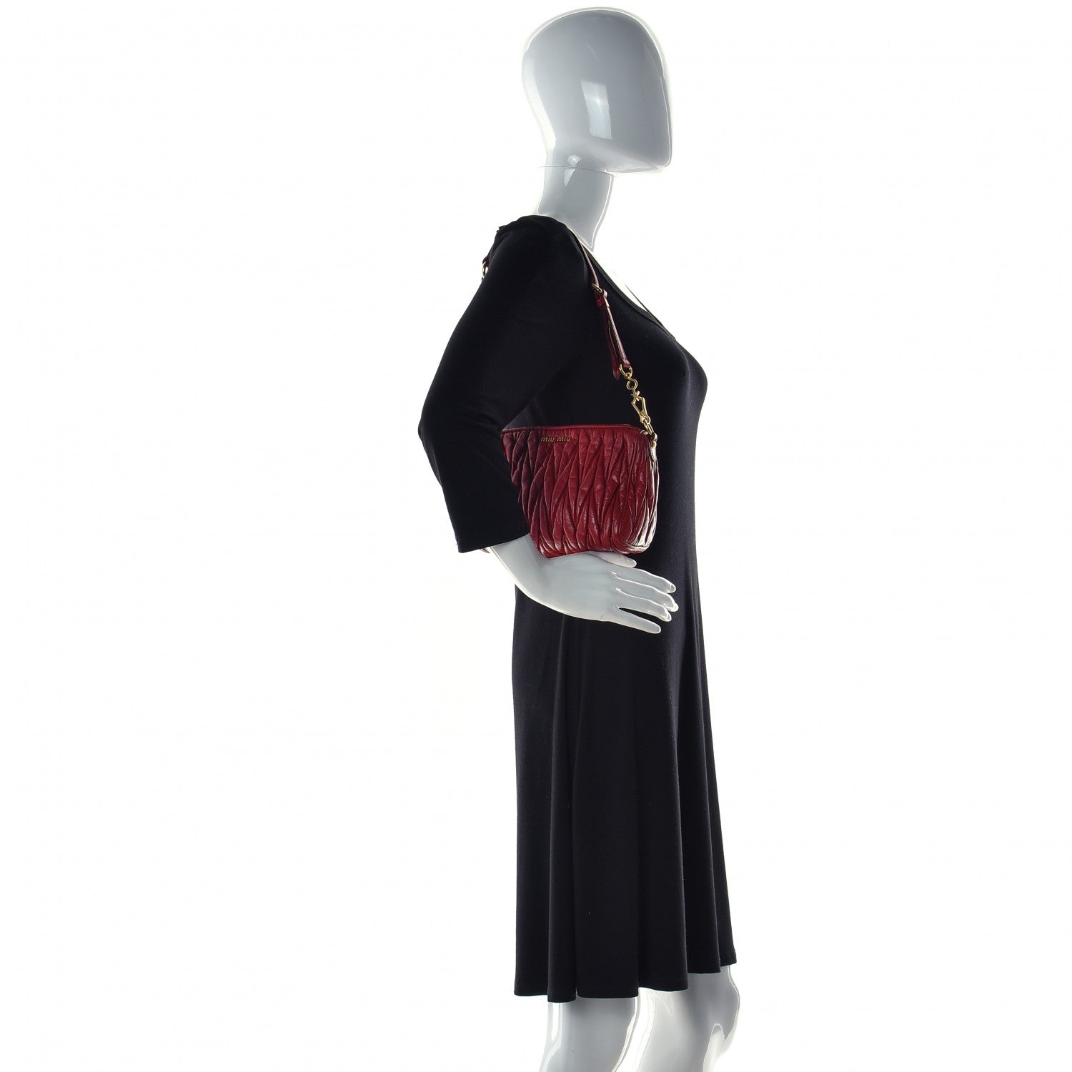 Miu Miu Nappa Matelasse Crossbody Clutch Rubino 2 of 24