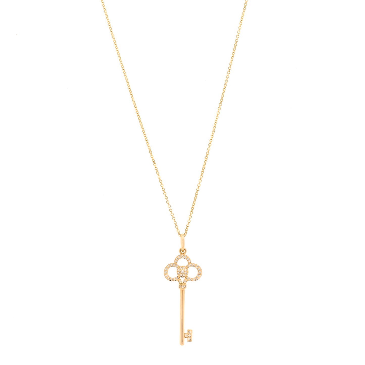 18K Rose Gold Diamond Crown Key Pendant Necklace