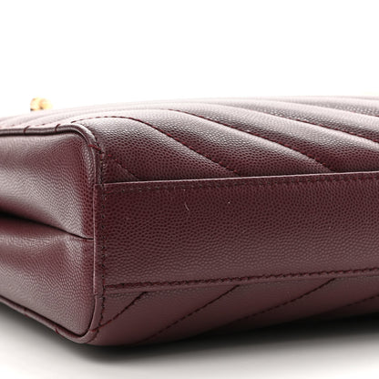 Saint Laurent Grain de Poudre Matelasse Chevron Small Tribeca Shopping Bag Rouge Legion 10 of 11