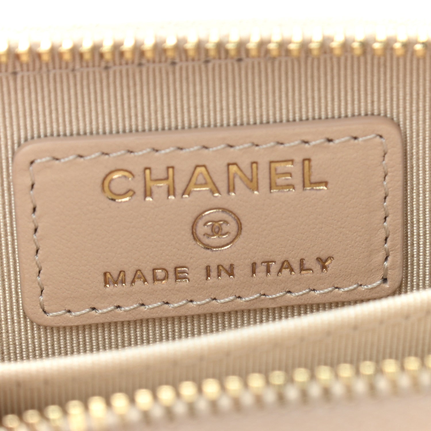 Chanel Iridescent Calfskin Quilted Zip Coin Purse Wallet Beige 6 of 7