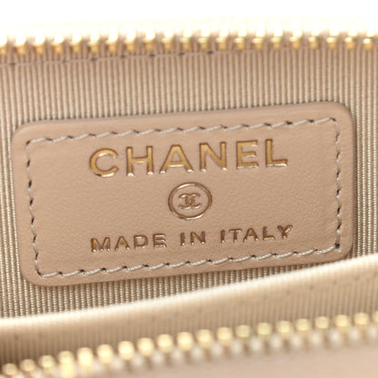 Chanel Iridescent Calfskin Quilted Zip Coin Purse Wallet Beige 6 of 7
