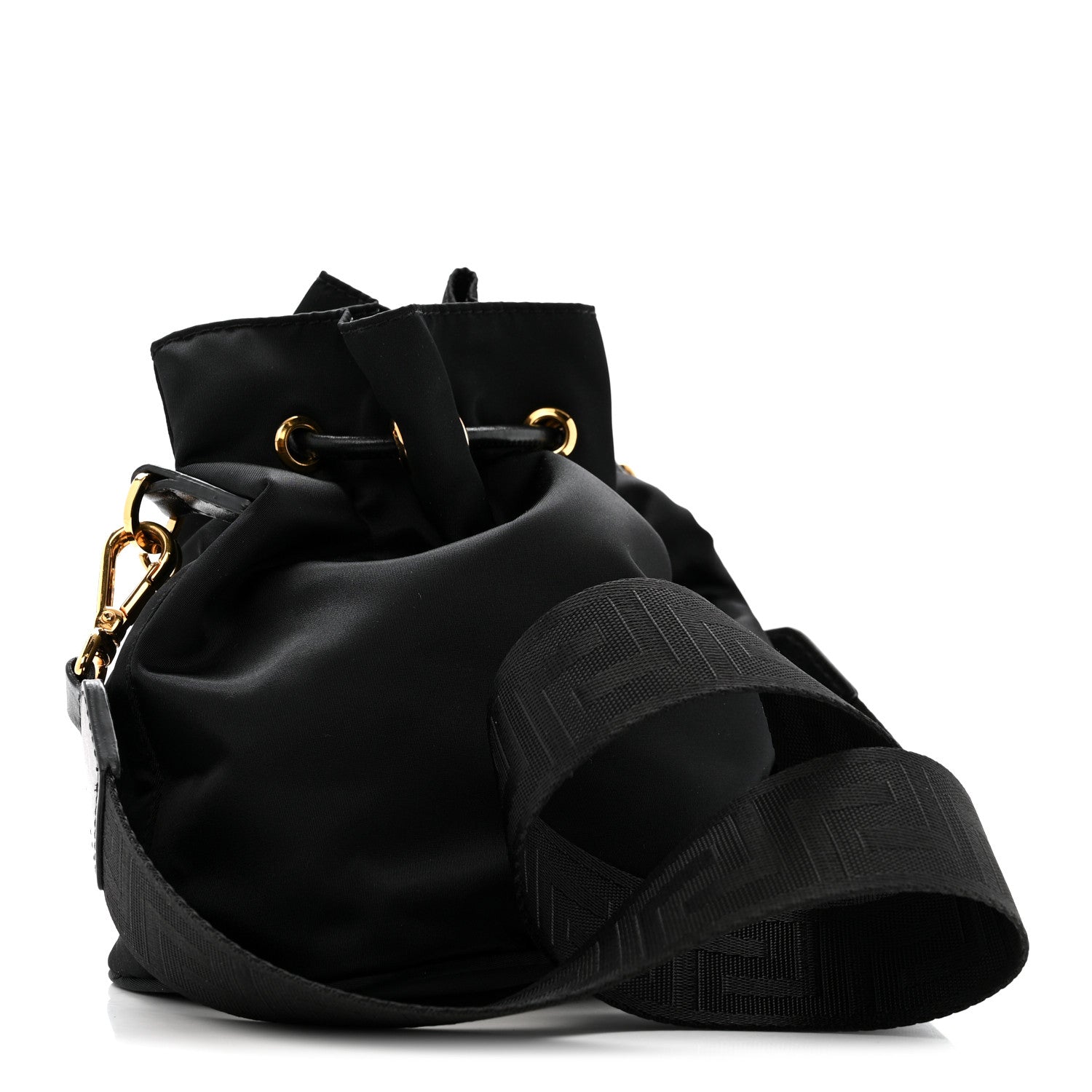 Versace Nylon Medusa Drawstring Bucket Bag Black 3 of 13