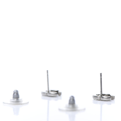 Chanel Crystal Timeless CC Earrings Silver 3 of 4