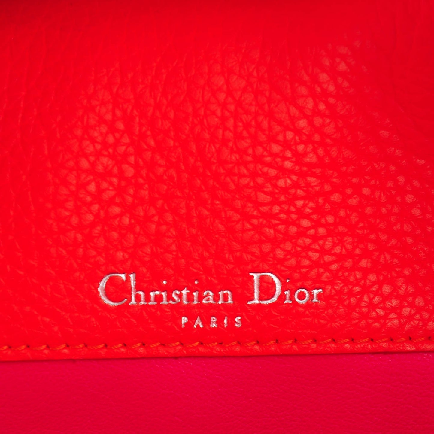 Grained Calfskin Medium Bi-Color Bar Tote Coquelicot