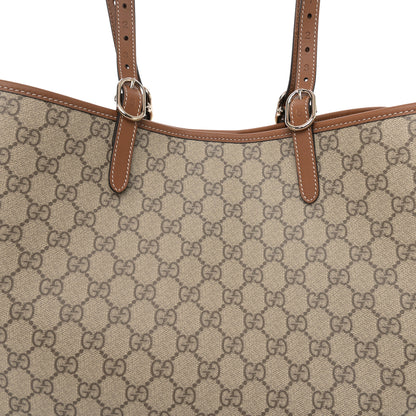 Gucci GG Supreme Monogram Emblem Medium Tote Bag Beige Dark Brown 8 of 10