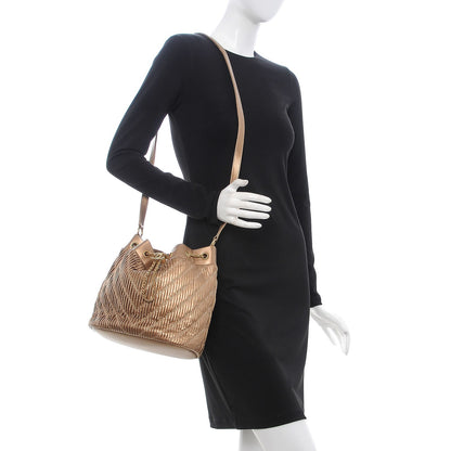 Chanel Metallic Lambskin Coco Pleats Drawstring Bag Gold 2 of 13