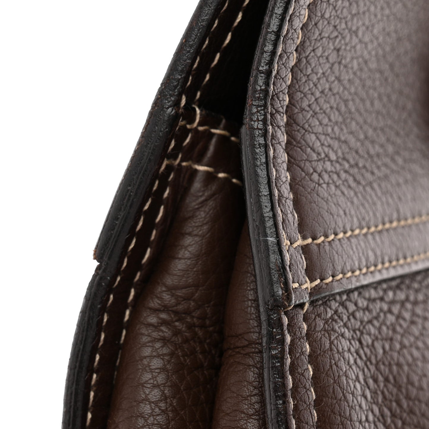 Vitello Daino Frame Shoulder Bag Brown