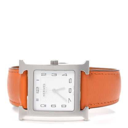 Hermes Stainless Steel Swift 30.5mm Heure H Hour Quartz Watch Orange 2 of 5