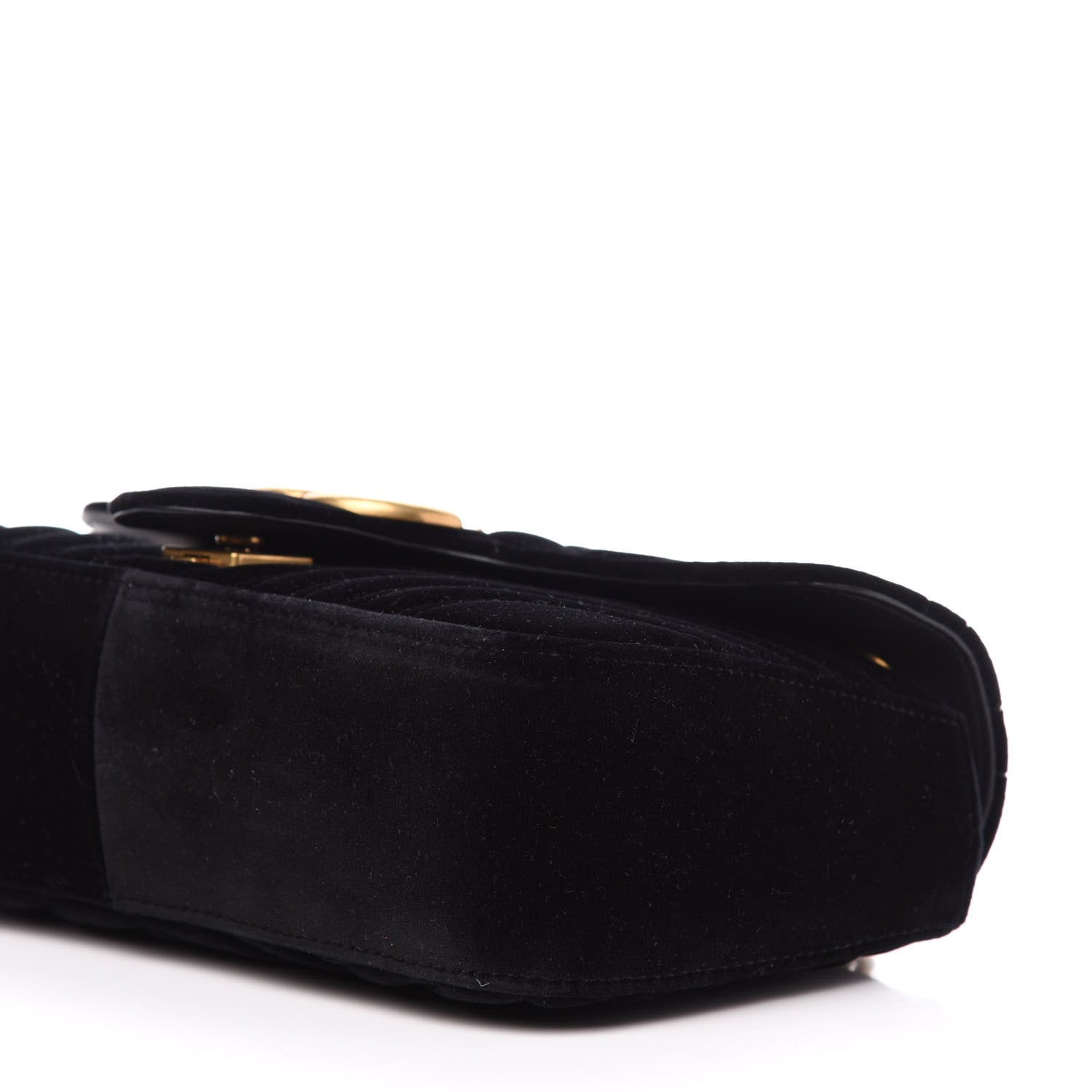 Gucci Velvet Matelasse Small GG Marmont Shoulder Bag Black 10 of 11