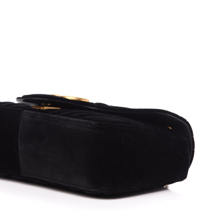 Gucci Velvet Matelasse Small GG Marmont Shoulder Bag Black 10 of 11