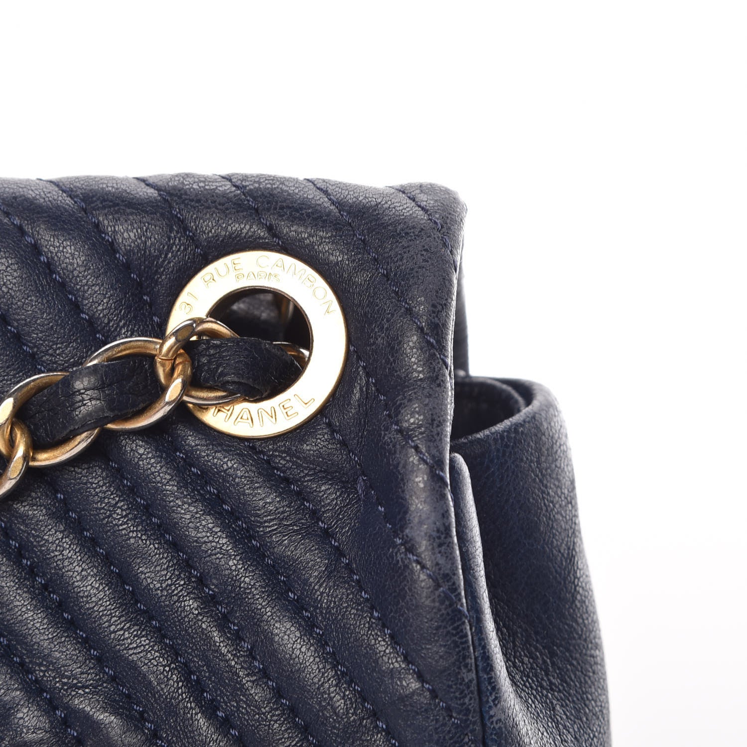 Chanel Calfskin Surpique Chevron Small Flap Navy 11 of 20