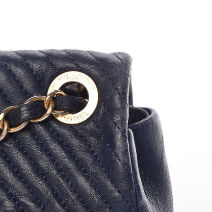 Chanel Calfskin Surpique Chevron Small Flap Navy 11 of 20