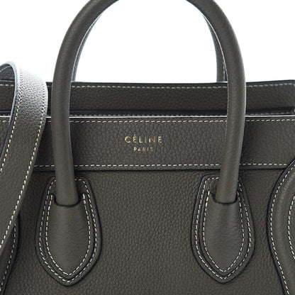 Celine Drummed Calfskin Nano Luggage Stone 8 of 12