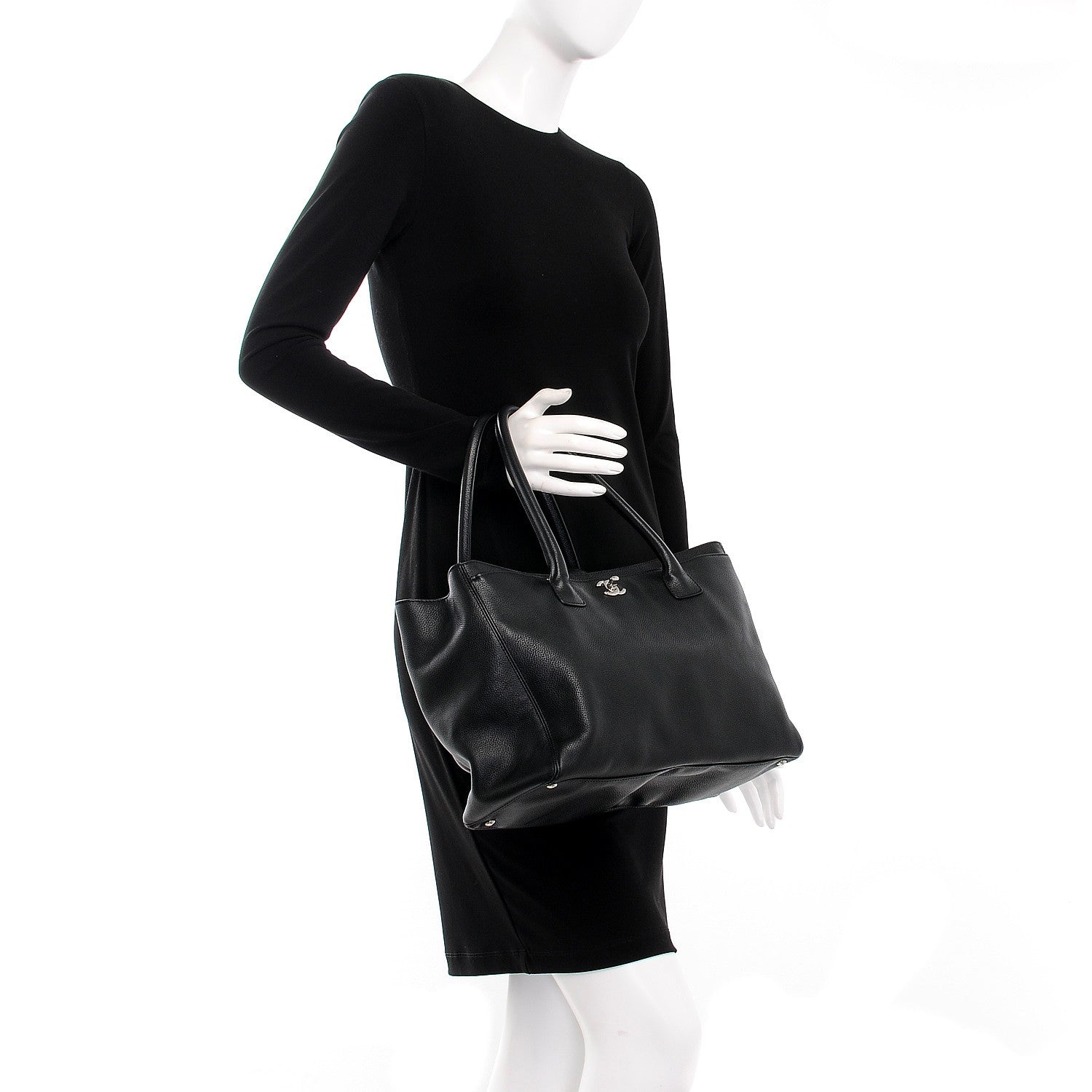 Chanel Calfskin Cerf Executive Shopper Tote Black 3 of 13