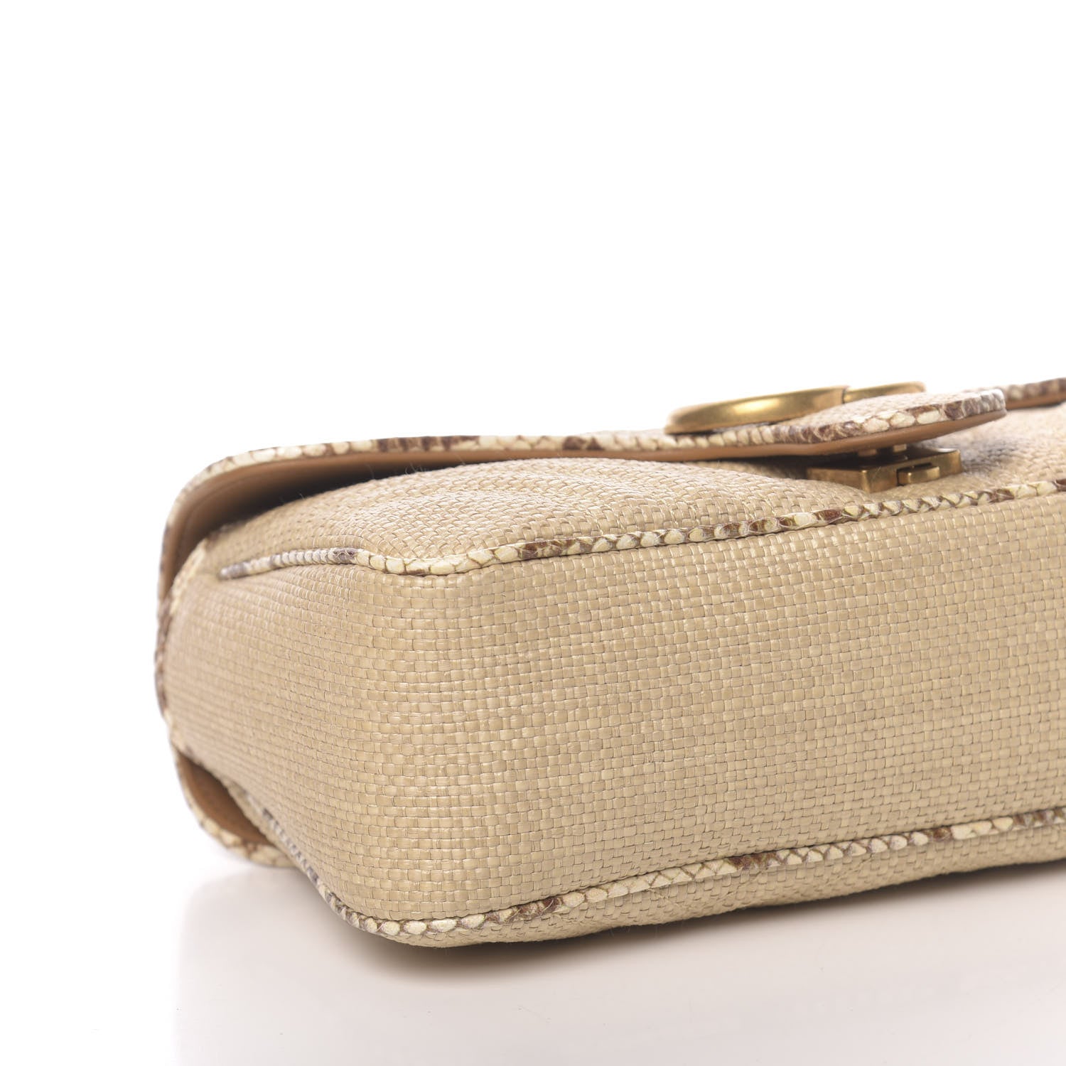 Gucci Raffia Elaphe Matelasse Small GG Marmont Shoulder Bag Natural Cream Brown 9 of 10