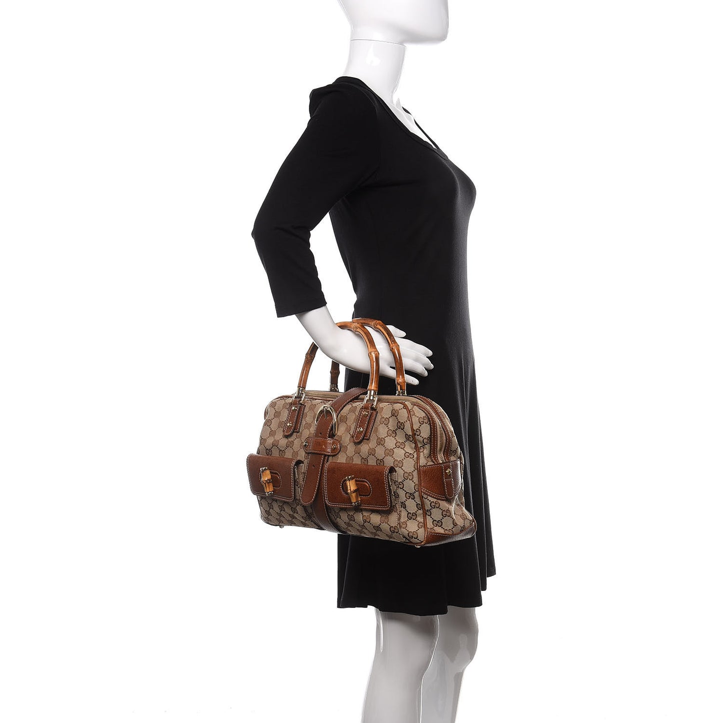 Monogram Canvas Bamboo Top Handle Bag Brown