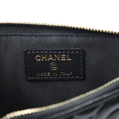 Chanel Caviar Camellia Embossed Classic Flat Wallet Pouch Black 6 of 8