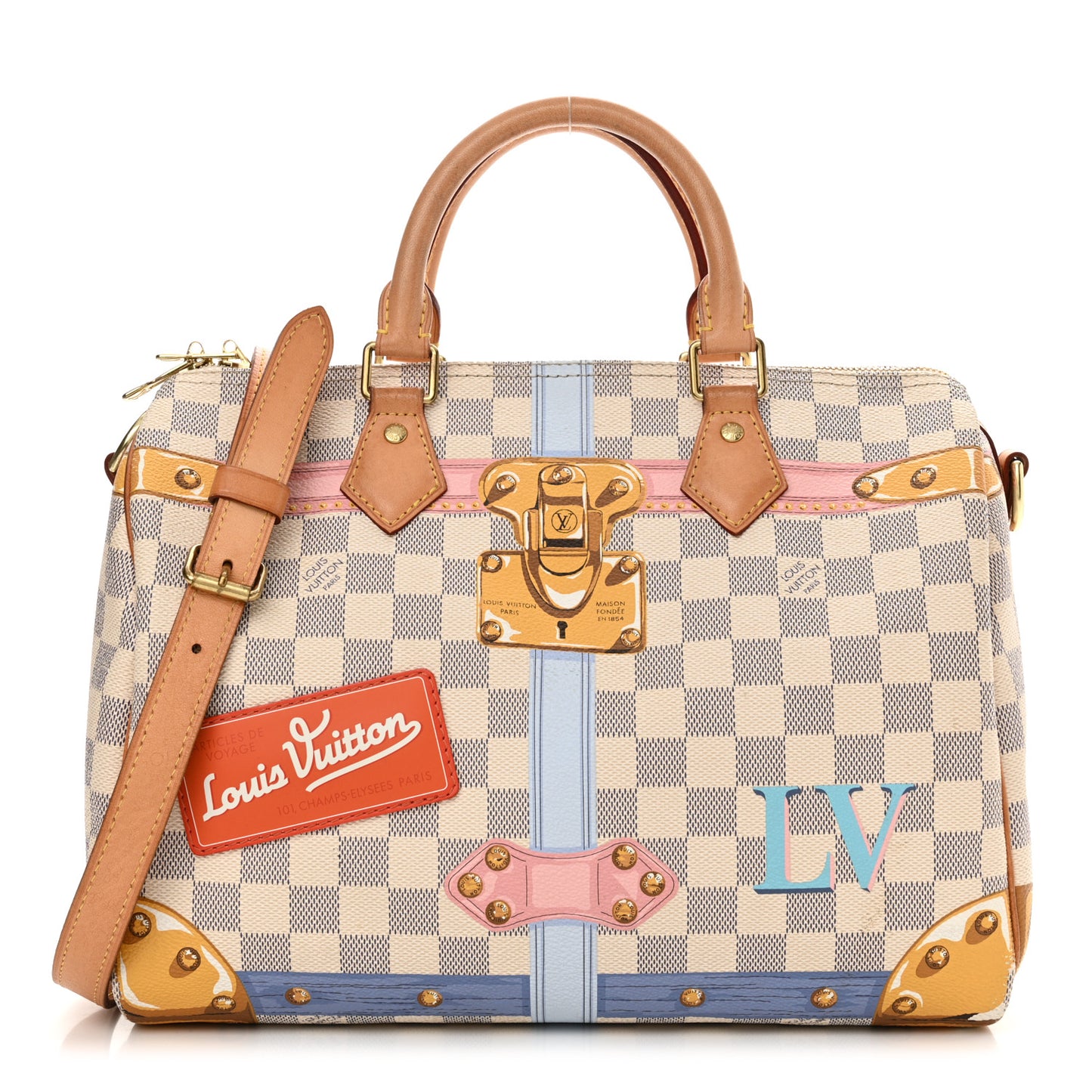 Damier Azur Summer Trunks Speedy Bandouliere 30