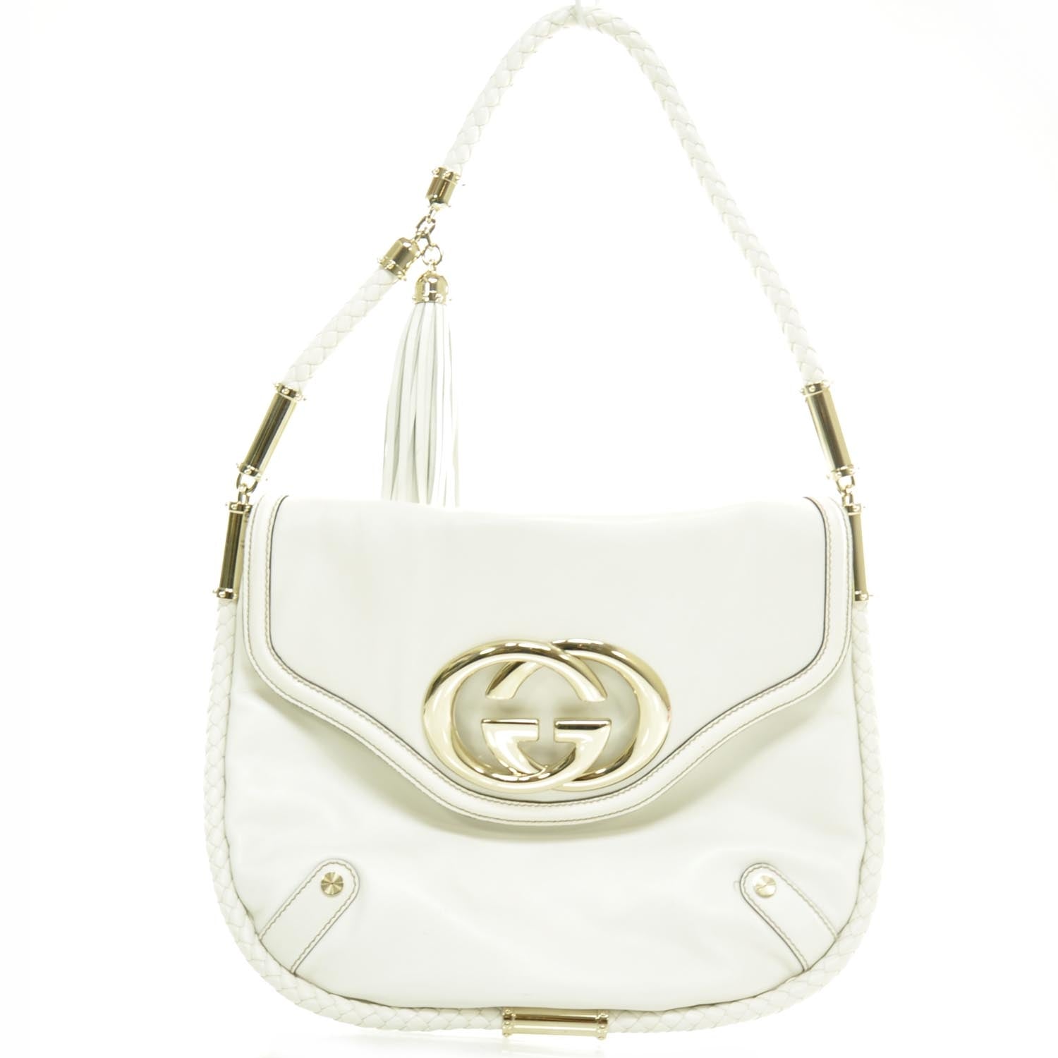 Gucci Leather Britt Shoulder Bag Ivory 1 of 8