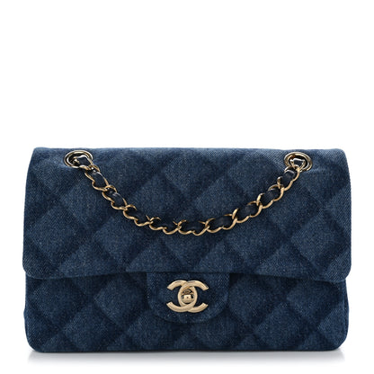 Chanel Printed Denim Quilted Small Double Flap Blue 1 of 10