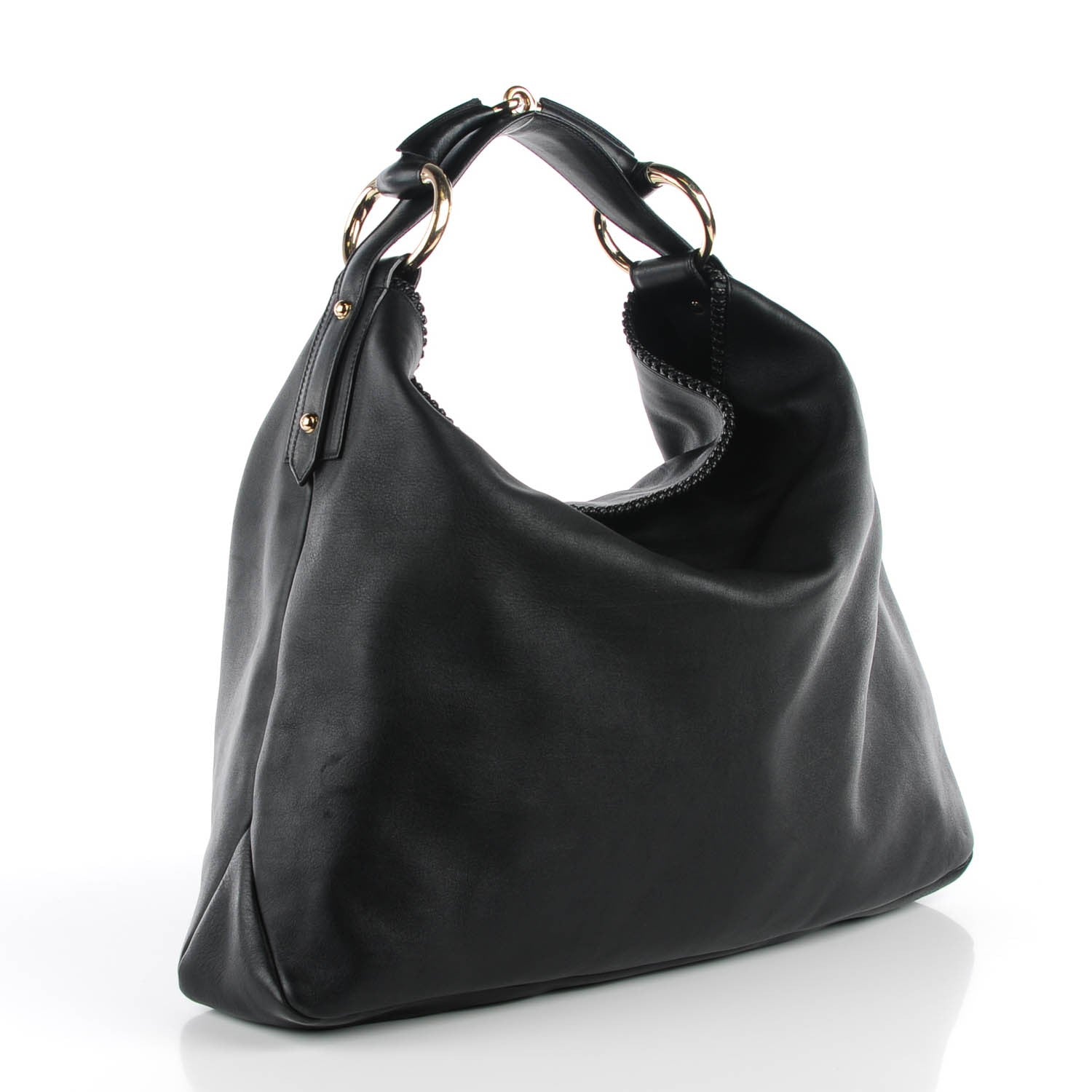 Gucci Calfskin Large Horsebit Chain Hobo Black 3 of 7