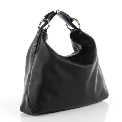 Gucci Calfskin Large Horsebit Chain Hobo Black 3 of 7