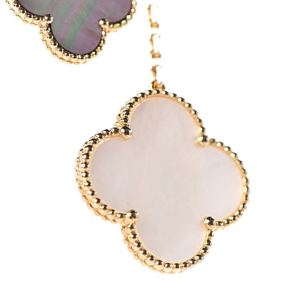 Van Cleef & Arpels 18K Yellow Gold Mother of Pearl Onyx 6 Motifs Magic Alhambra Necklace 6 of 9