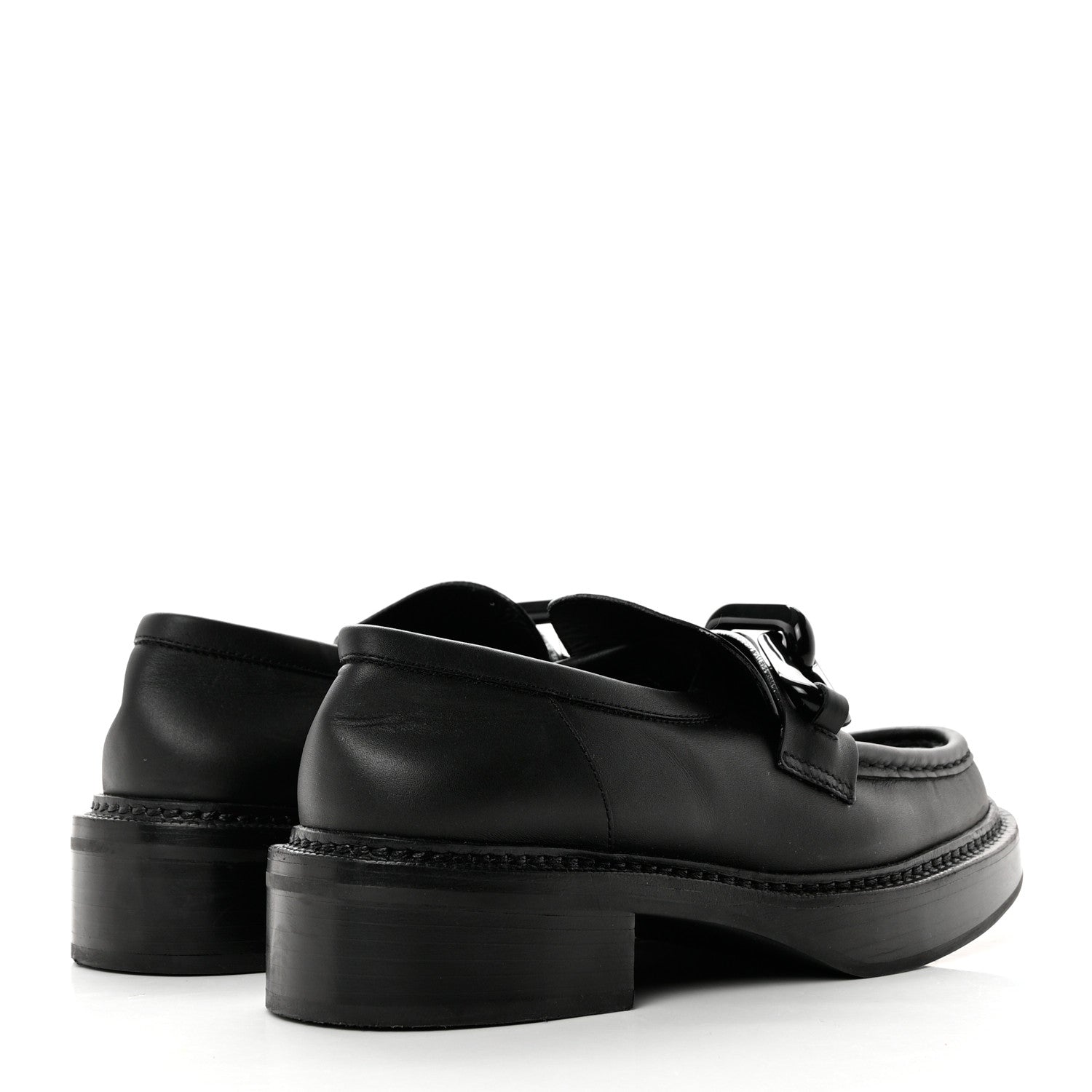 Louis Vuitton Calfskin Oversized Chain Academy Loafers 39.5 Black 4 of 8