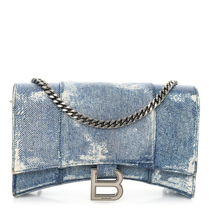 Balenciaga Nappa Denim Printed Hourglass Chain Bag Denim Blue 1 of 12