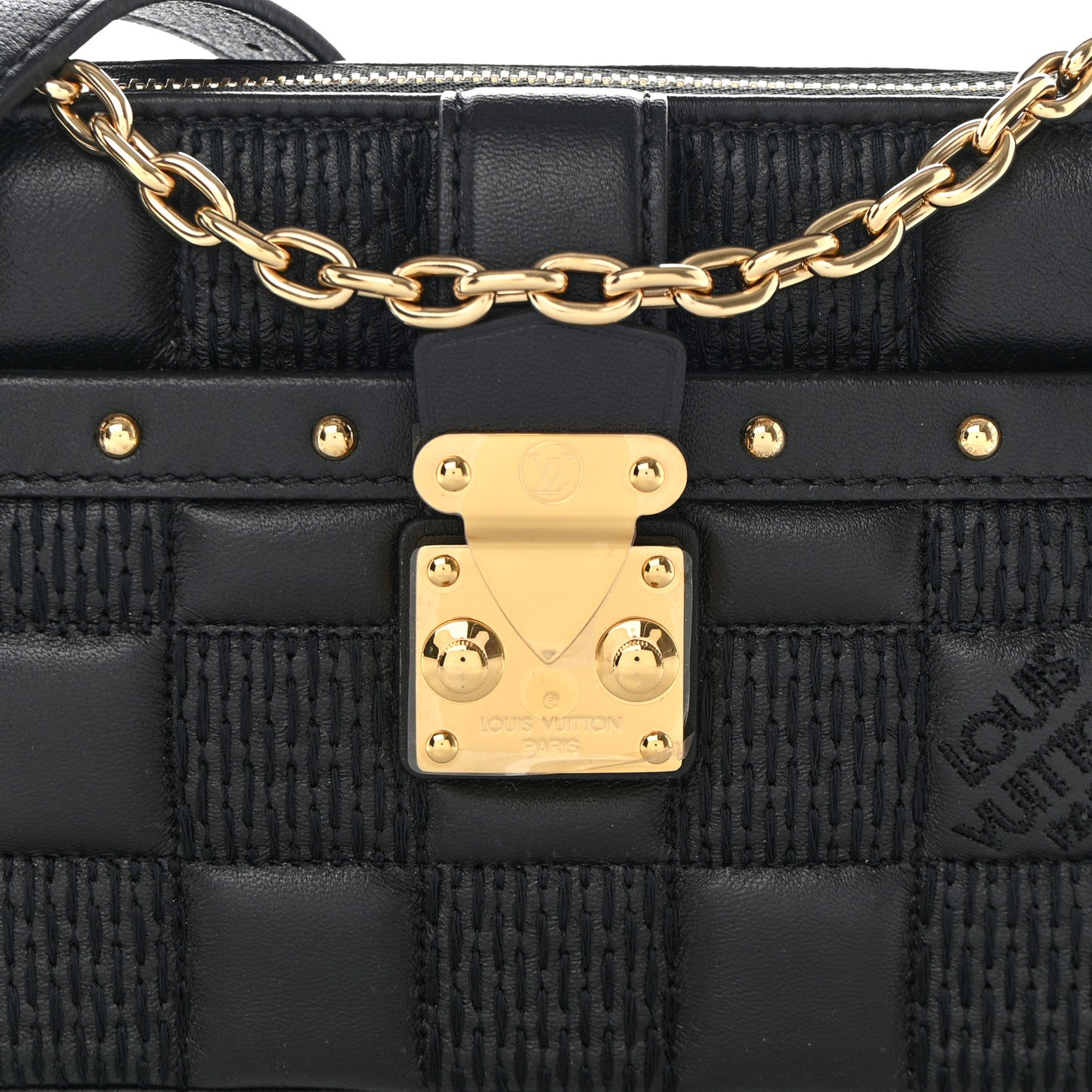 LOUIS VUITTON Damier Quilt Lambskin Troca Pochette Black