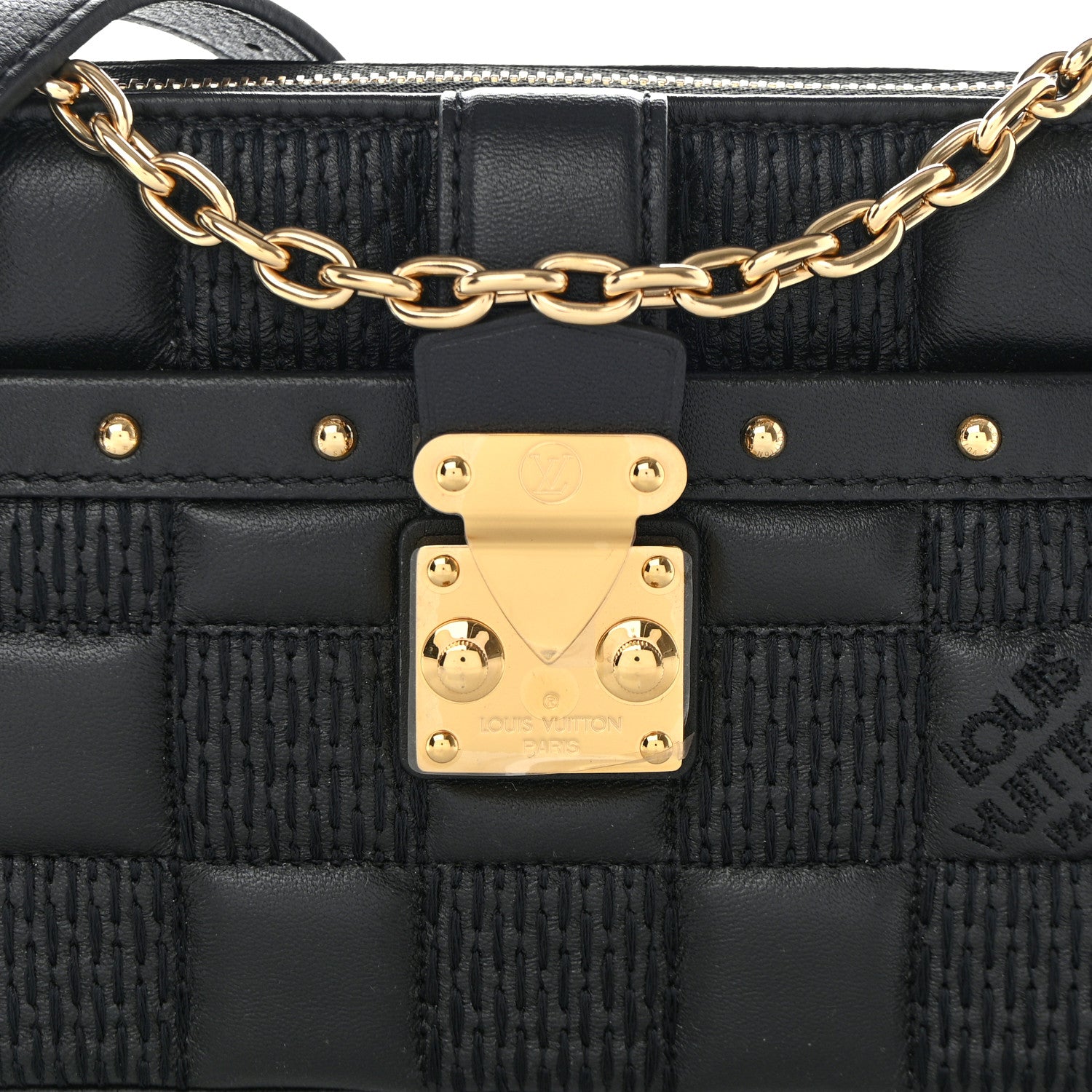 Louis Vuitton LOUIS VUITTON Damier Quilt Lambskin Troca Pochette Black 7 of 13