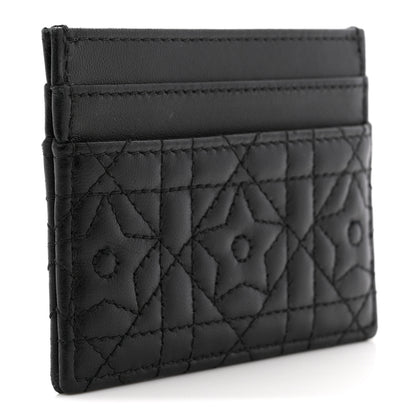 Christian Dior Lambskin Pearl Star Cannage Dior Card Holder Black 3 of 8