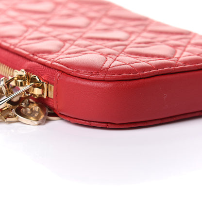 Christian Dior Lambskin Cannage Dioramour Lady Dior Phone Holder Bright Red 10 of 11