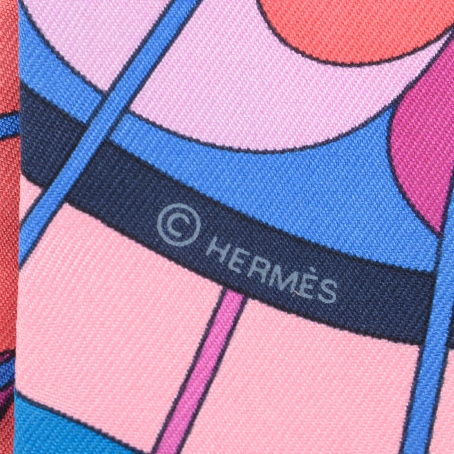 Hermes Silk Rose de Compas Twilly Turquoise Fuchsia Bleu 5 of 5