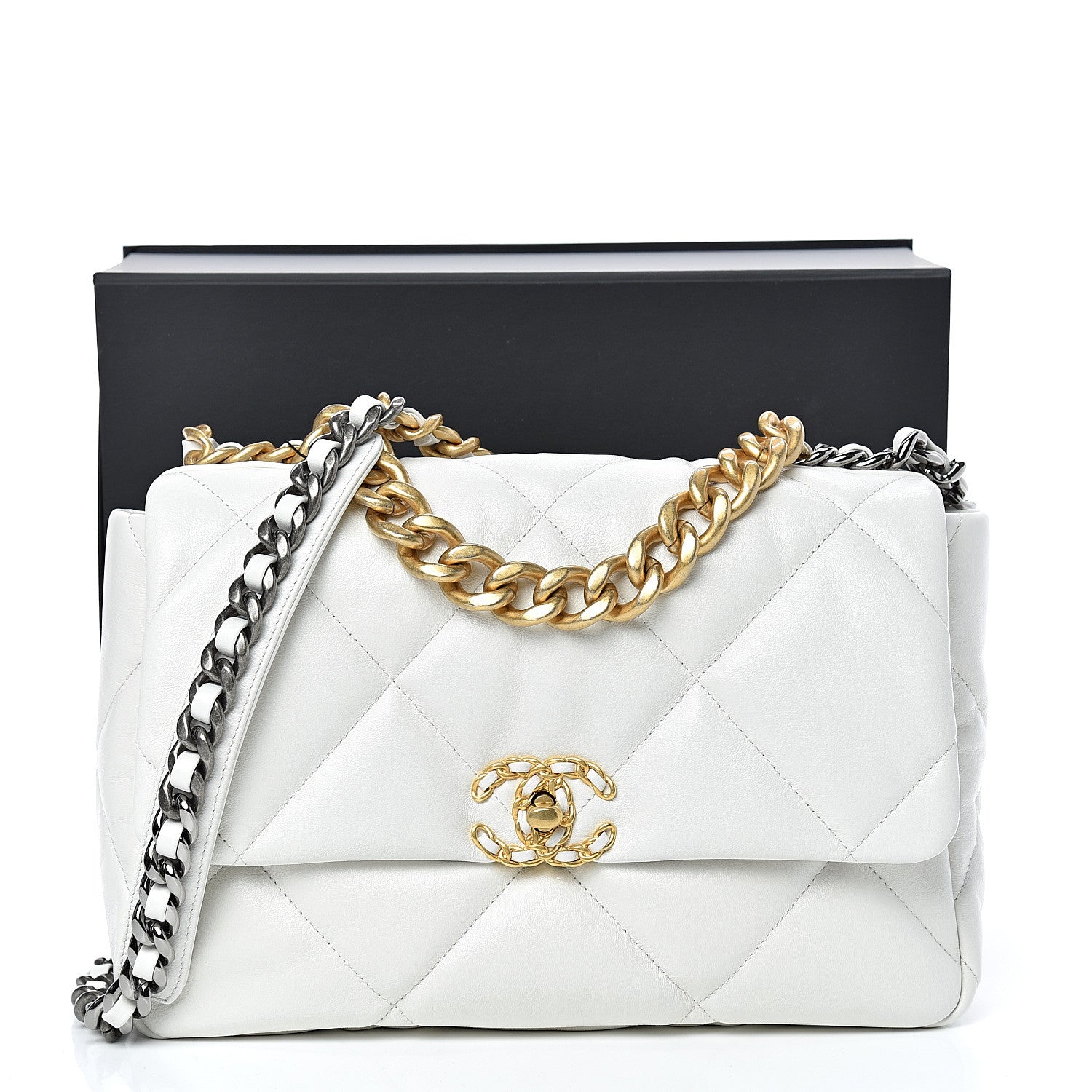 Chanel Goatskin Quilted Large 19 Flap White 11 of 11