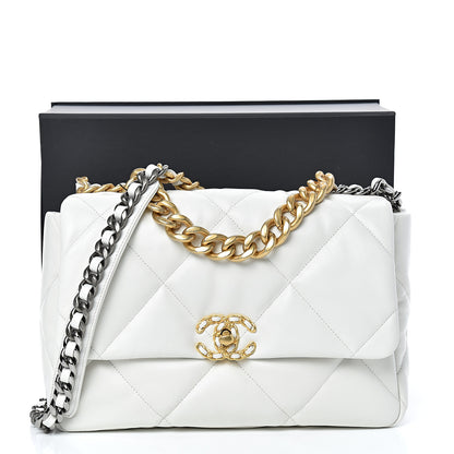 Chanel Goatskin Quilted Large 19 Flap White 11 of 11
