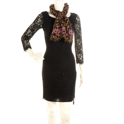 Louis Vuitton Cashmere Silk Leopard Stole Brown 2 of 5