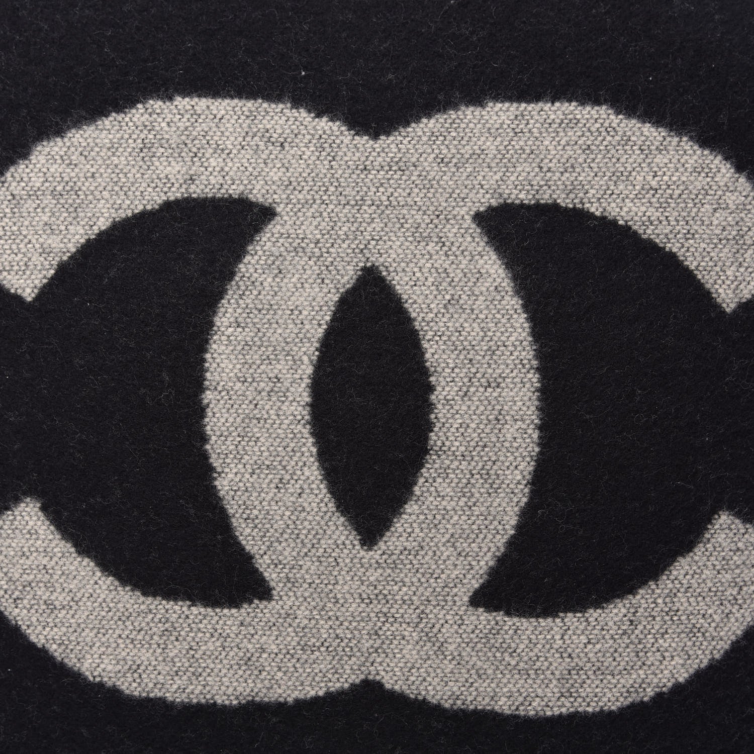Chanel Merino Wool Cashmere CC Pillow Black Beige 4 of 4