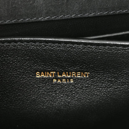 Saint Laurent Nubuk Crocodile Embossed Mini Classic Monogram Cassandra Top Handle Black 6 of 10