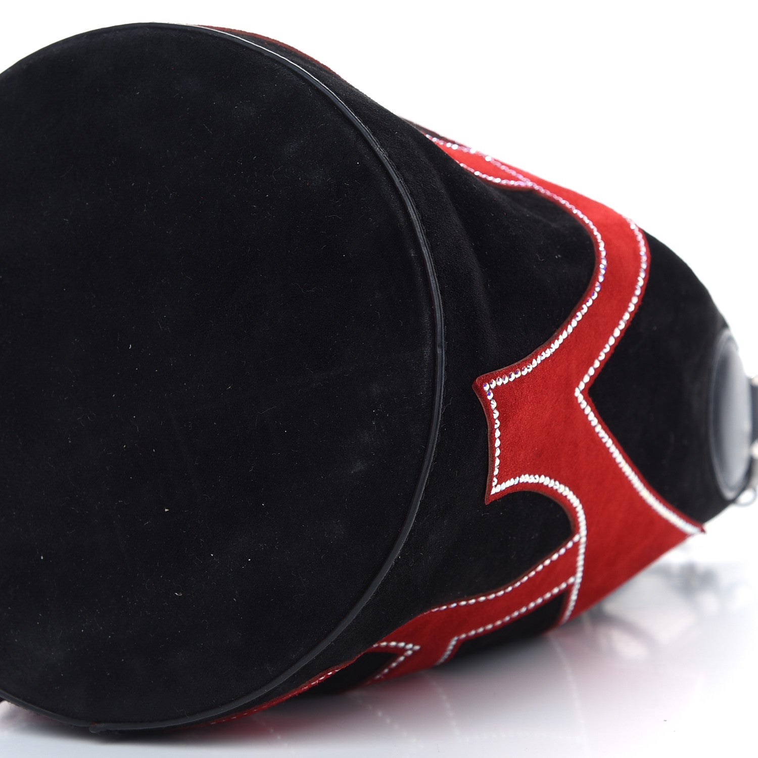 Christian Louboutin Suede Mary Jane Love Bucket Black Red 6 of 8