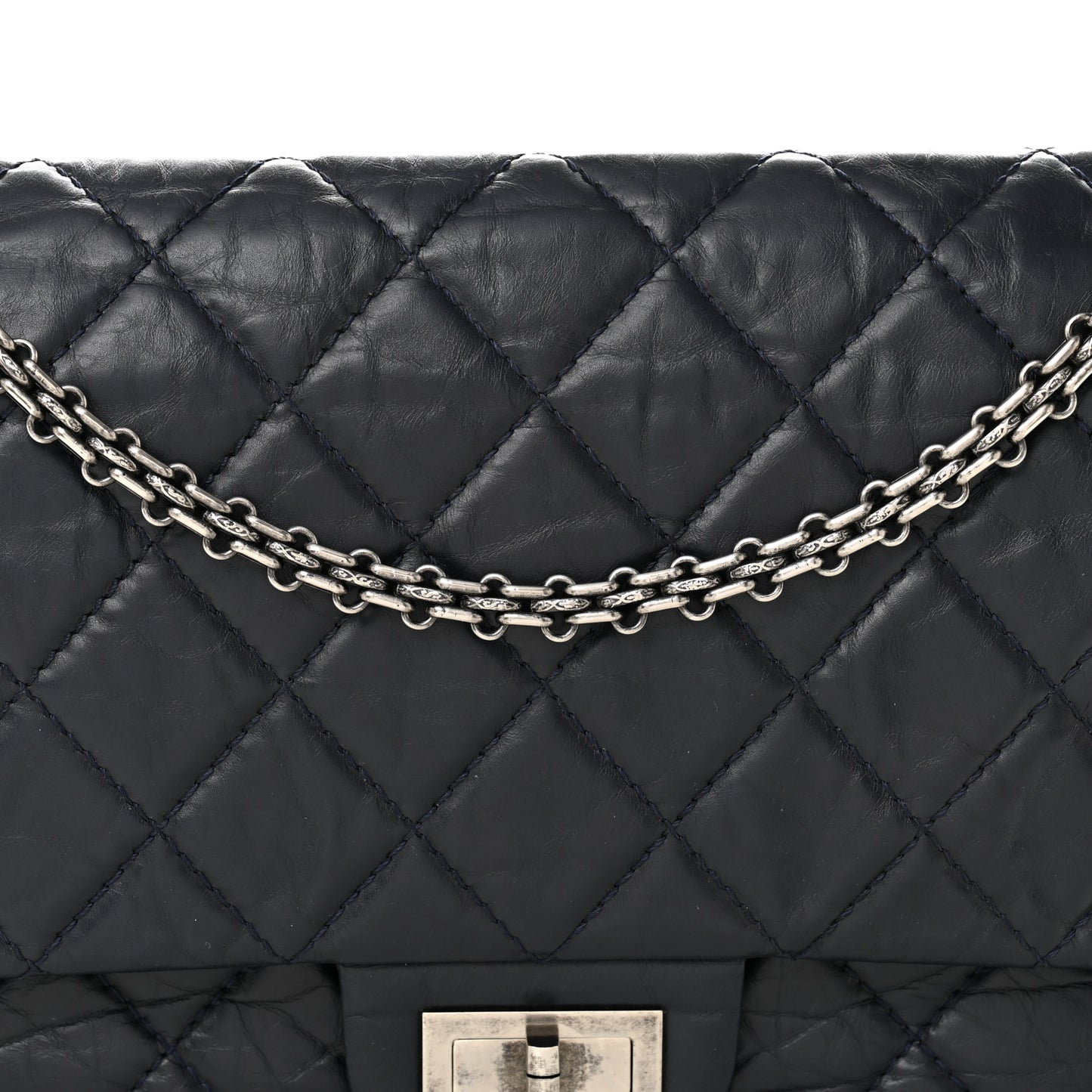 Aged Calfskin Quilted 2.55 Reissue 227 Flap Dark Blue