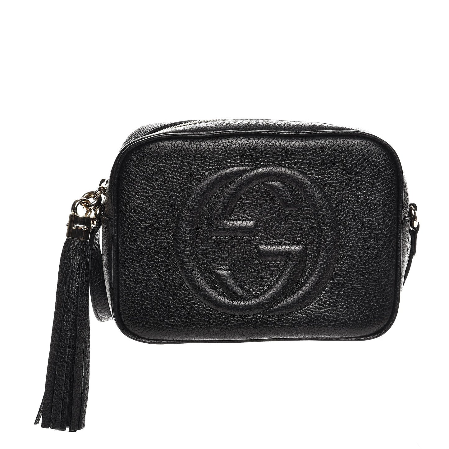 Pebbled Calfskin Small Soho Disco Bag Black