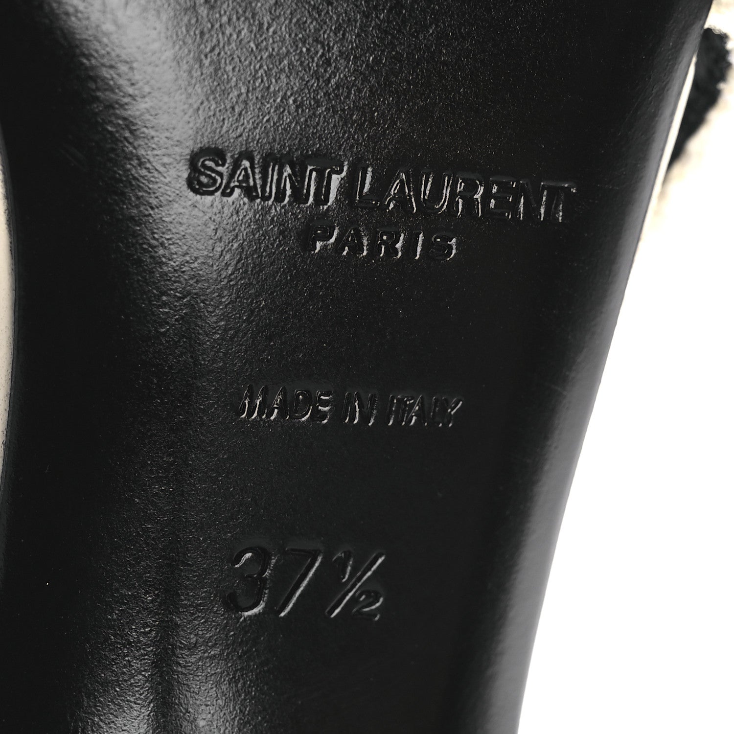 Saint Laurent Tweed Patent Cap Toe Vesper Slingback Pumps 37.5 White 8 of 11