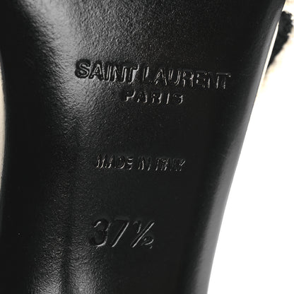 Saint Laurent Tweed Patent Cap Toe Vesper Slingback Pumps 37.5 White 8 of 11