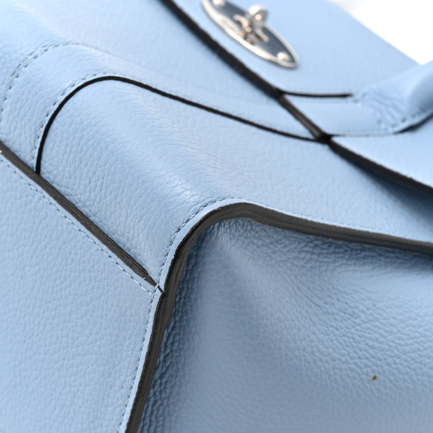 Classic Grain Calfskin Small Bayswater Porcelain Blue
